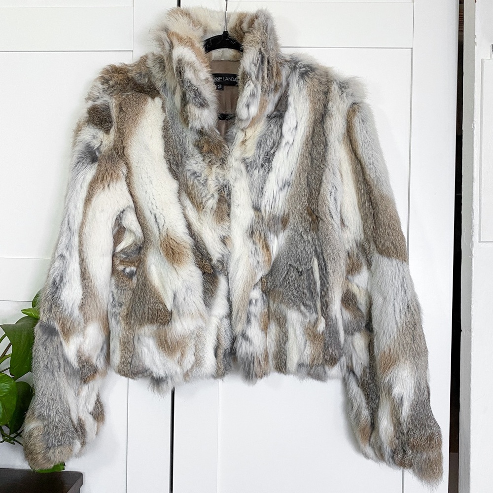 ADRIENNE LANDAU Vintage Real Rabbit Fur Jacket